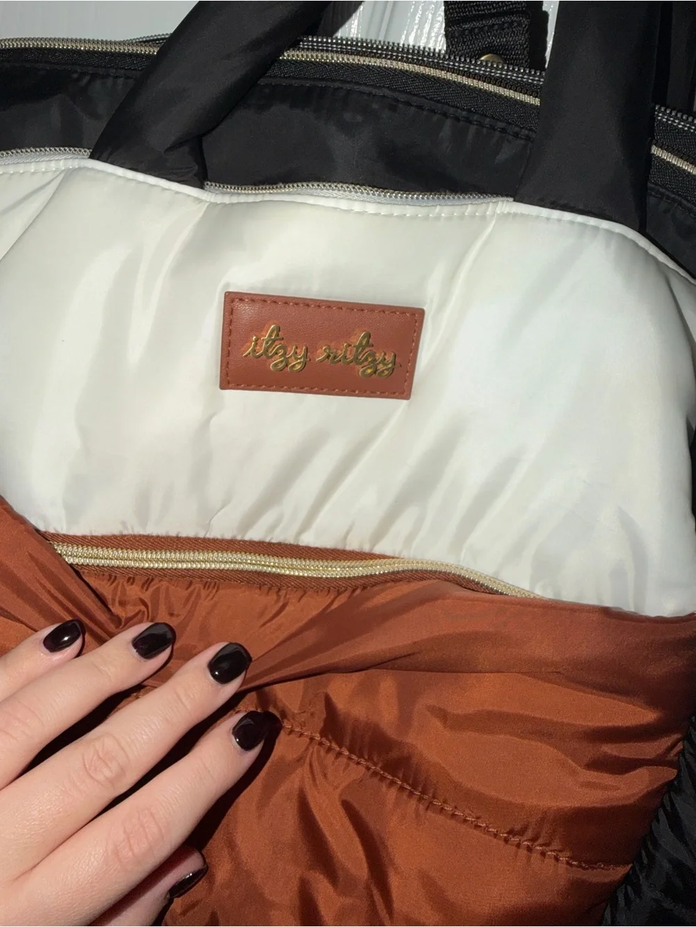Itzy Ritzy Diaper Bag - Black, White & Rust